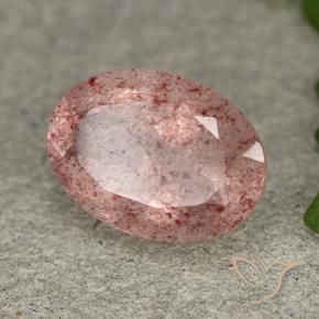 Quartzo Morango Rosa Médio Claro Natural 5.17ct, oval, Translúcido