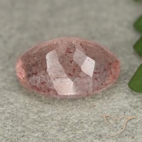 Quartzo Morango Rosa Médio Claro Natural 5.17ct, oval, Translúcido