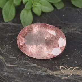 Quartzo Morango Rosa Médio Claro Natural 4.78ct, oval, Translúcido