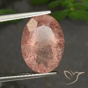 Quartzo Morango rosa rosa Natural 5.61ct, oval, Translúcido