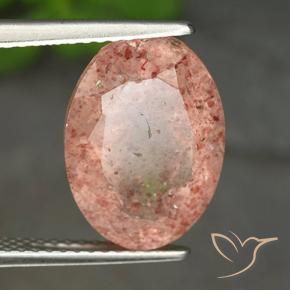 Quartzo Morango Rosa Terroso Natural 5.38ct, oval, Translúcido
