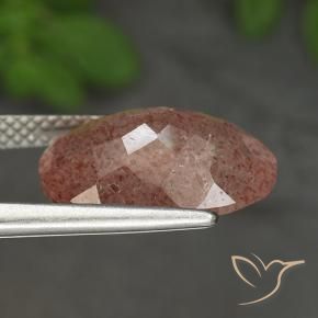 Quartzo Morango rosa médio Natural 4.93ct, oval, Translúcido