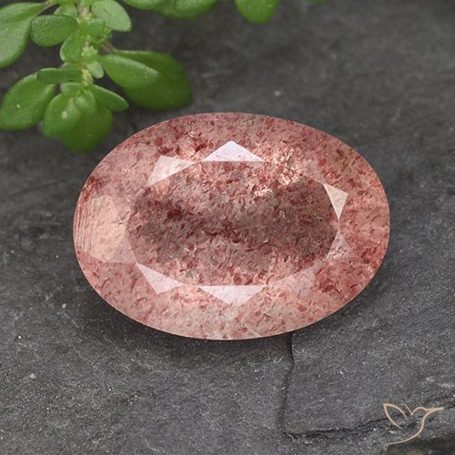 5.14ct Natural Framboesa Rosa Quartzo Morango, oval, Translúcido