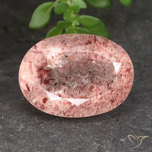 5.79ct Natural Framboesa Rosa Quartzo Morango, oval, Translúcido