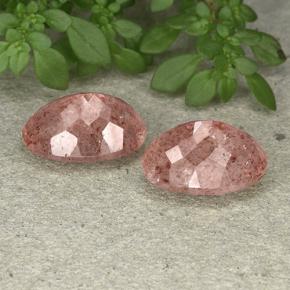 Pedras preciosas de Quartzo Morango rosa rosa natural de 11.96 ct, Corte Oval, Translúcido