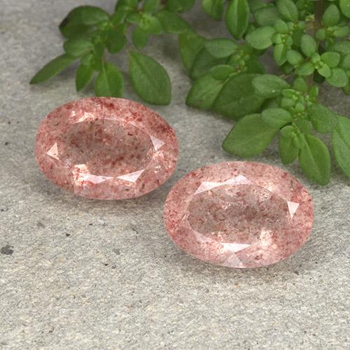 Pedras preciosas de quartzo morango rosa natural de 10,59 ct, corte oval, translúcido