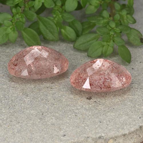 Pedras preciosas de quartzo morango rosa natural de 10,59 ct, corte oval, translúcido