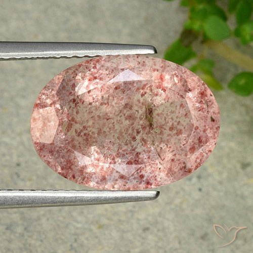 6.28ct Natural Rosa Terroso Quartzo Morango, oval, Translúcido