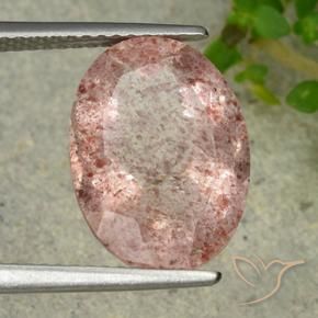 Quartzo Morango Rosa Terroso Natural 6.28ct, oval, Translúcido