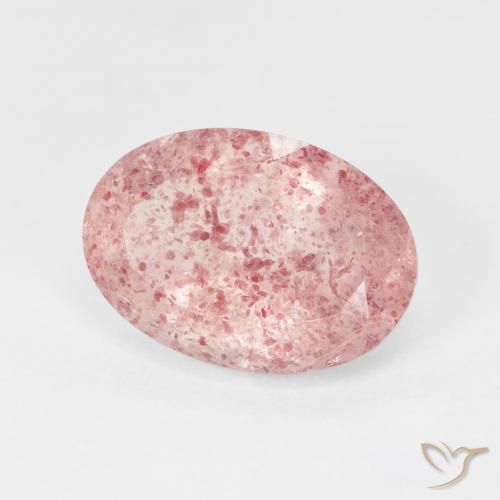 Quartzo Morango Pale Red Orange Natural 4.96ct, oval, Translúcido