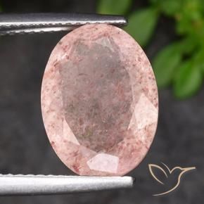 Quartzo Morango Rosa Flamingo Natural 4.72ct, oval, Translúcido