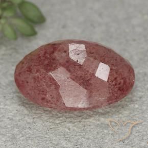 Quartzo Morango Rosa escuro Natural 5.61ct, oval, Translúcido