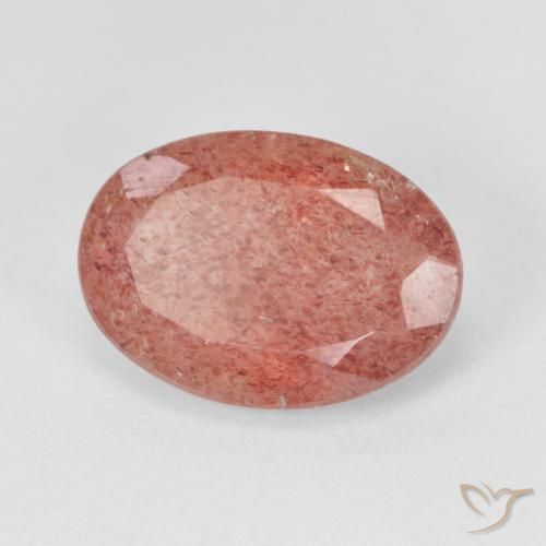 5.16ct Natural Laranja Avermelhado Pálido Quartzo Morango, oval, Translúcido