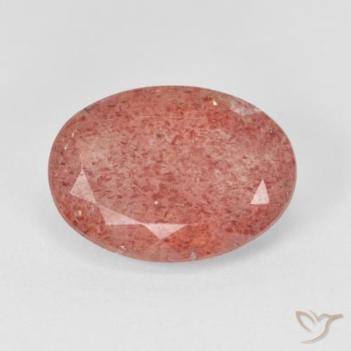 Quartzo Morango Laranja Avermelhado Pálido Natural 5.16ct, oval, Translúcido