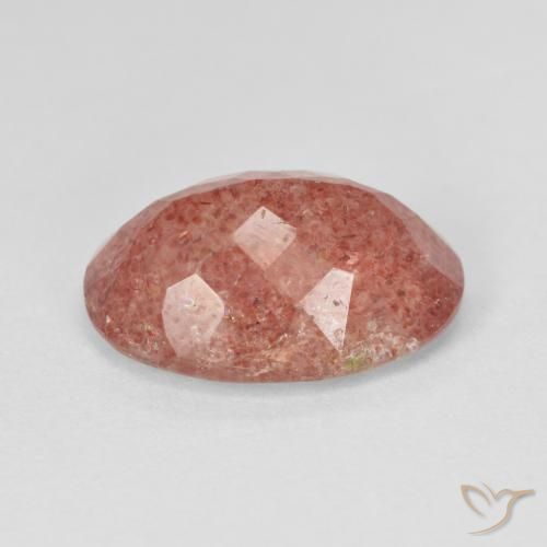 Quartzo Morango Laranja Avermelhado Pálido Natural 5.16ct, oval, Translúcido