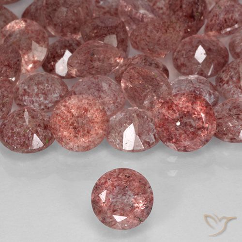 Quartzo Morango rosa rosa Natural 0.78ct, Corte Redondo, Translúcido