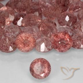 Quartzo Morango rosa rosa Natural 0.78ct, Corte Redondo, Translúcido