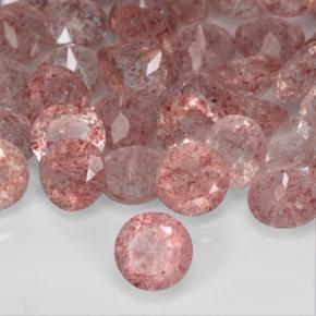 Quartzo Morango rosa médio Natural 0.75ct, Redondo, Translúcido