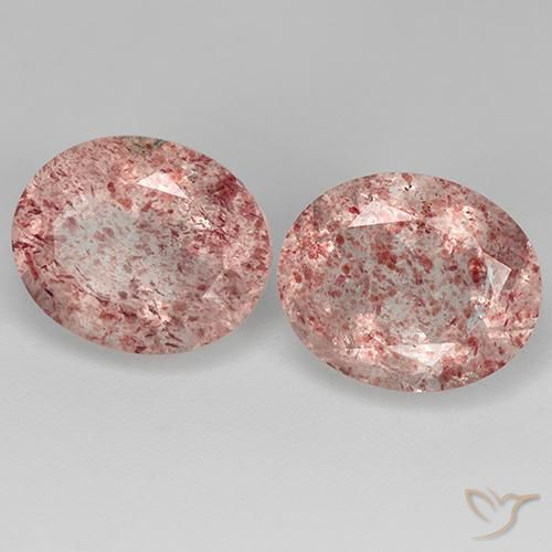Pedras preciosas de quartzo morango rosa natural de 7,30 ct, corte oval, transparente