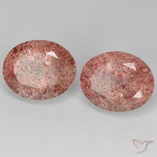 Pedras preciosas de Quartzo Morango rosa médio natural de 7.24 ct, oval, Transparente