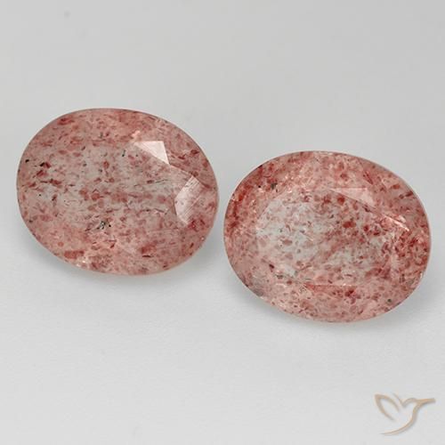 Pedras preciosas de Quartzo Morango rosa médio natural de 6.73 ct, oval, Transparente