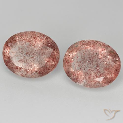Pedras preciosas de Quartzo Morango rosa rosa natural de 6.37 ct, oval, Transparente
