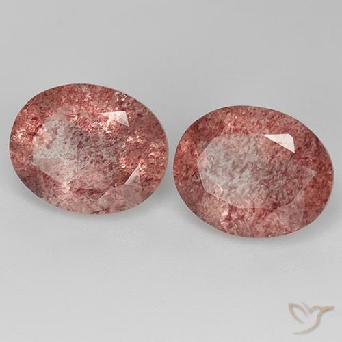 Pedras preciosas de Quartzo Morango Rosa brilhante natural de 6.73 ct, oval, Transparente