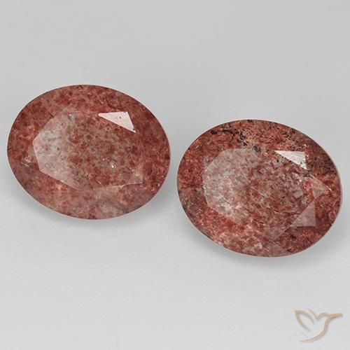 Pedras preciosas de Quartzo Morango Vermelho escuro natural de 6.45 ct, oval, Translúcido