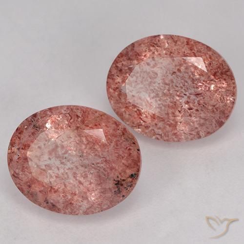Pedras preciosas de Quartzo Morango rosa médio natural de 6.66 ct, oval, Translúcido