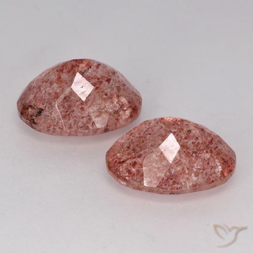 Pedras preciosas de Quartzo Morango rosa médio natural de 6.66 ct, oval, Translúcido