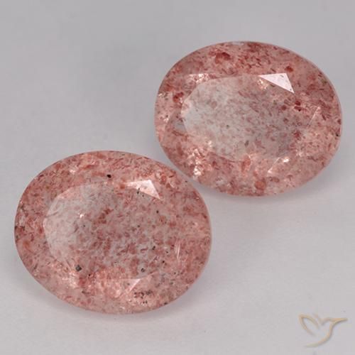 Pedras preciosas de Quartzo Morango rosa médio natural de 6.78 ct, oval, Translúcido