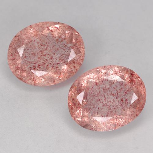 Pedras preciosas de quartzo morango rosa natural de 7,15 ct, corte oval, translúcido