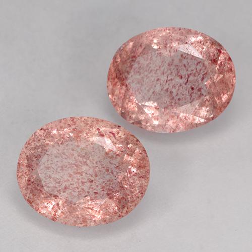 Pedras preciosas de quartzo morango rosa natural de 7,15 ct, corte oval, translúcido