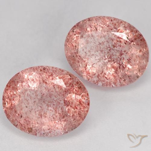 Pedras preciosas de Quartzo Morango Rosa Claro Rosa natural de 6.35 ct, oval, Translúcido