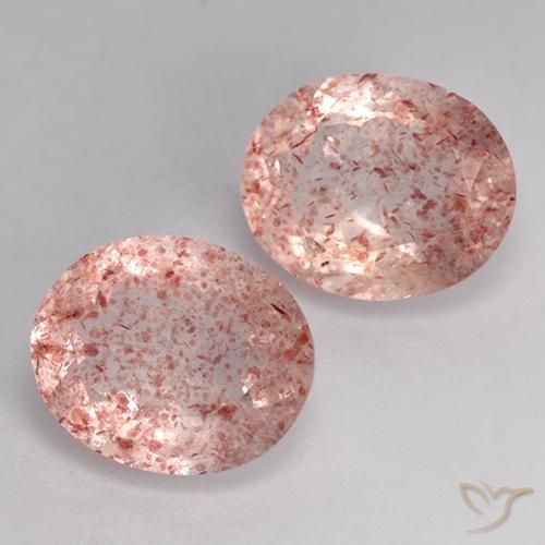 Pedras preciosas de Quartzo Morango rosa médio natural de 6.91 ct, oval, Transparente
