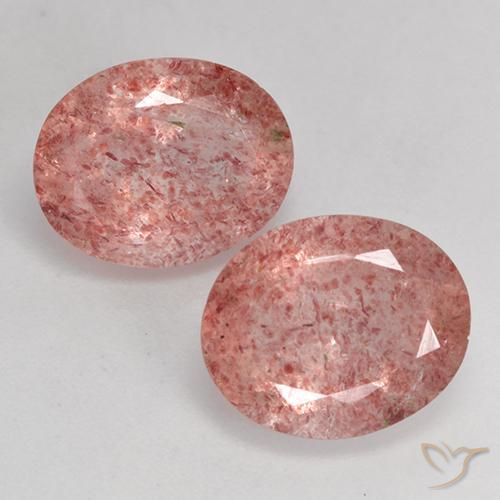 6.34ctw Natural Rosa Médio Claro Quartzo Morango, oval, Translúcido