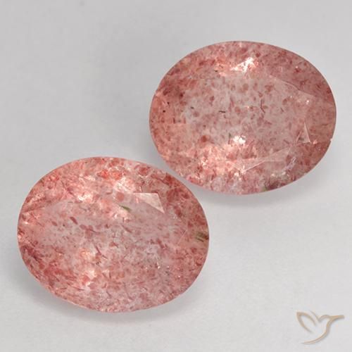 Pedras preciosas de Quartzo Morango Rosa Médio Claro natural de 6.34 ct, oval, Translúcido