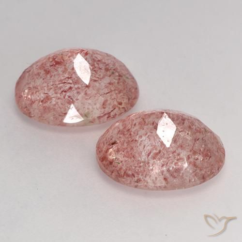 Pedras preciosas de Quartzo Morango Rosa Médio Claro natural de 6.34 ct, oval, Translúcido