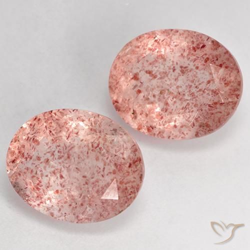 Pedras preciosas de Quartzo Morango Rosa Médio Claro natural de 7.45 ct, oval, Translúcido