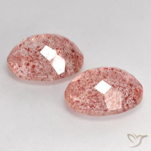 Pedras preciosas de Quartzo Morango Rosa Médio Claro natural de 7.45 ct, oval, Translúcido