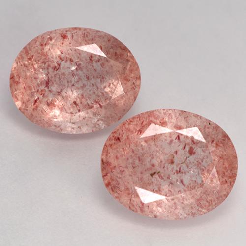 Pedras preciosas de Quartzo Morango Rosa Médio Claro natural de 7.06 ct, Corte Oval, Transparente