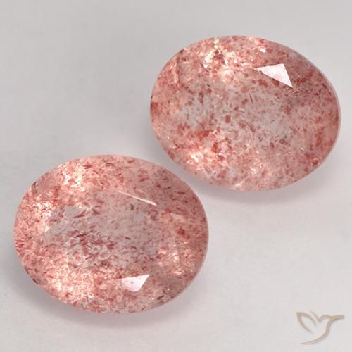 Pedras preciosas de Quartzo Morango Rosa Médio Claro natural de 7.16 ct, oval, Transparente