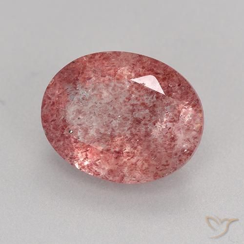 Quartzo Morango Rosa escuro Natural 3.06ct, oval, Translúcido
