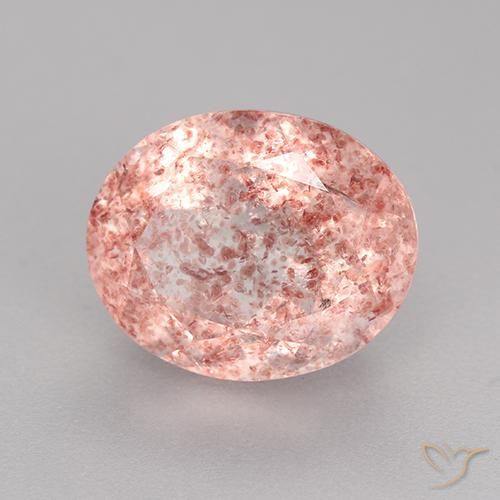 Quartzo Morango Luz rosa Natural 4.27ct, oval, Translúcido