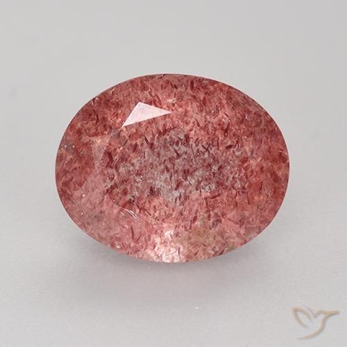 Quartzo morango rosa natural 3,68ct, corte oval, translúcido