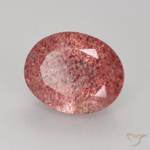 Quartzo morango rosa natural 3,68ct, corte oval, translúcido