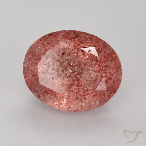 Quartzo Morango Jacarandá Rosa Natural 3.78ct, Corte Oval, Translúcido