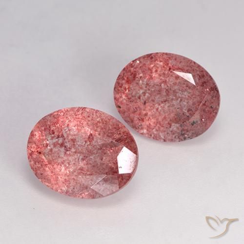 Pedras preciosas de Quartzo Morango Vermelho escuro natural de 6.69 ct, oval, Translúcido