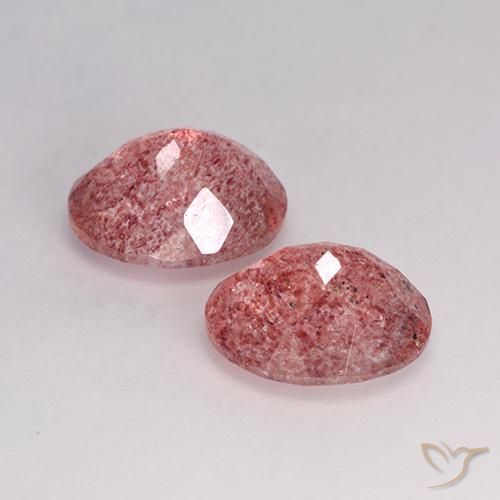 Pedras preciosas de Quartzo Morango Vermelho escuro natural de 6.69 ct, oval, Translúcido