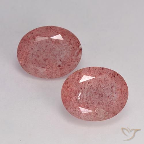 7.05ctw Natural rosa médio Quartzo Morango, oval, Translúcido